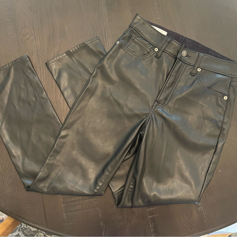 GAP Black Faux Leather Vintage Slim Pants